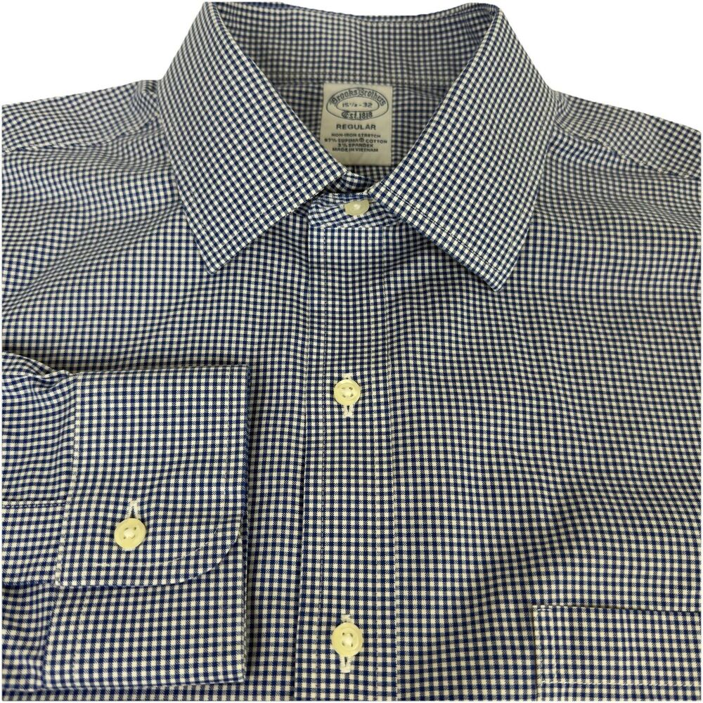 Brooks Brothers Regular Non Iron Stretch Dress Shirt Men’s 15.5-32 Gingham Multi